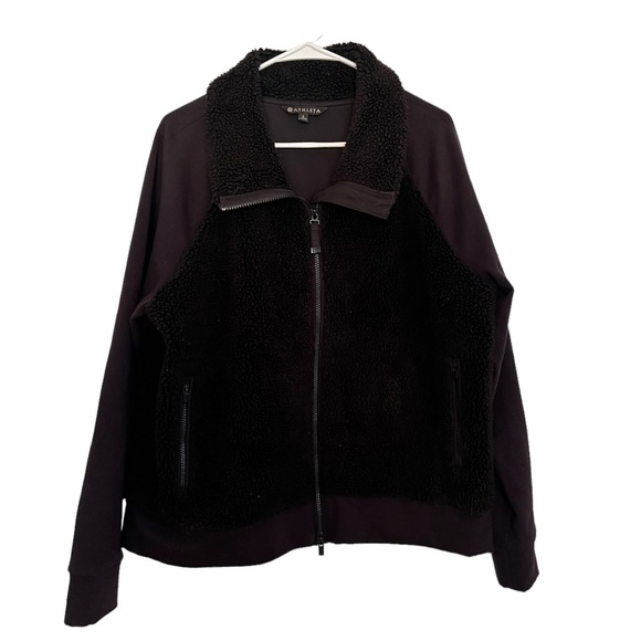 Athleta Range Sherpa‎ Black Zip Jacket Large - Picture 1 of 5